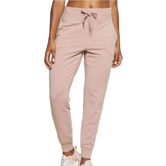 Athleta Balance Jogger Pants Drawstring Tapered Mid Rise Athleisure Pink Large - Picture 1 of 6